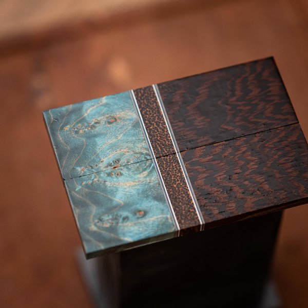 Maple Burl, Black Palm, and Wenge Combination Knife Scales - Segmented - s-215