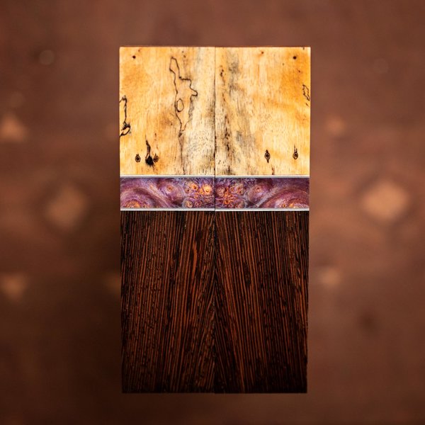 Spalted Tamarind, Maple Burl, and Wenge Combination Knife Scales - s-228