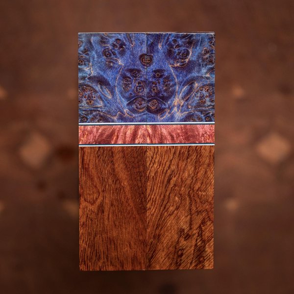 Maple Burl and African Mahogany Combination Knife Scales - Segmented - s-247