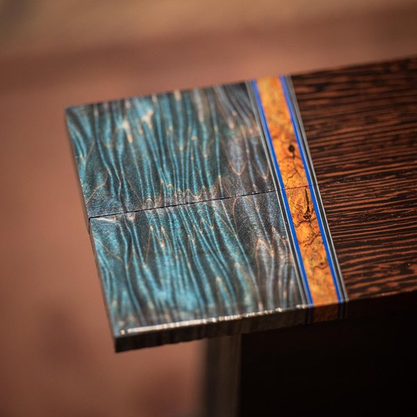 Curly Maple Burl, Wild Cherry Burl, and Wenge Combination Knife Scales - s-257