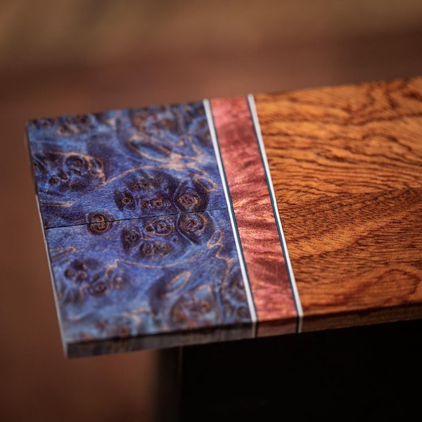 Maple Burl and African Mahogany Combination Knife Scales - Segmented - s-247