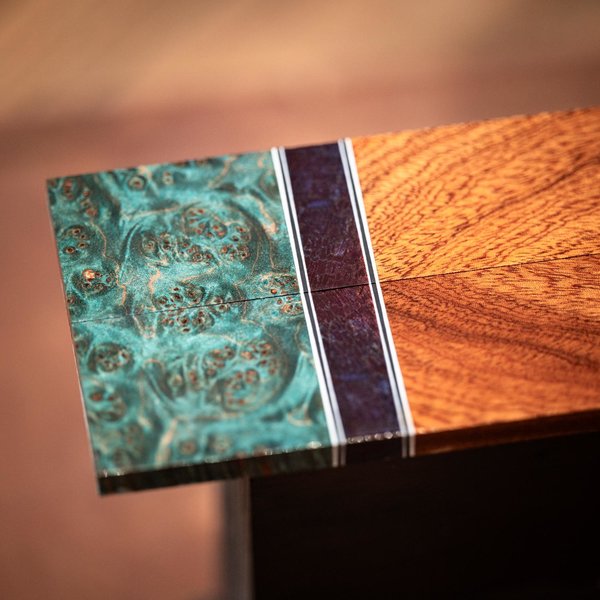 Maple Burl, Spalted Guava, and African Mahogany Combination Knife Scales - s-263