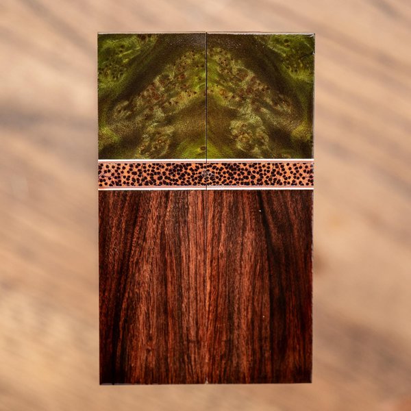 Cheese Burl, Palm, and Bolivian Rosewood Combination Knife Scales - s-289
