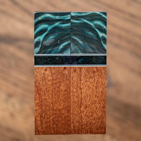 Maple Burl, Spalted Ambulu, and African Mahogany Combination Knife Scales - s-291