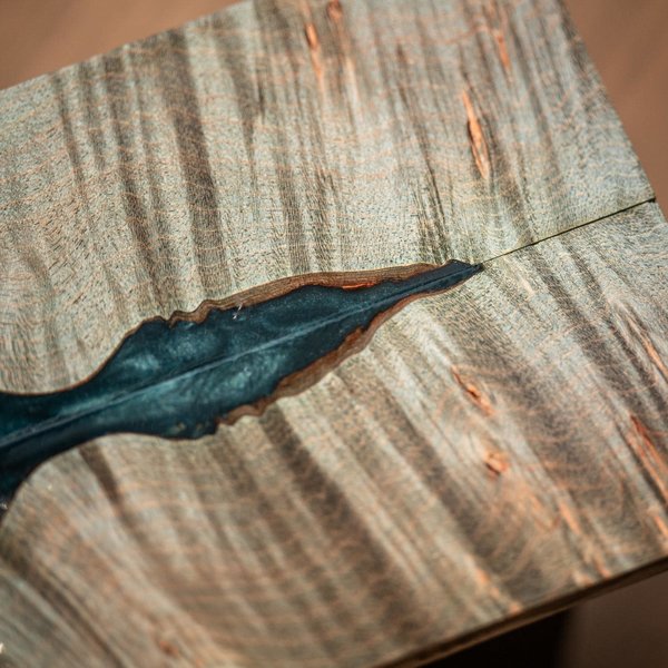 Maple Burl Knife Scales - Book Matched - Live Edge with Resin - burl-51