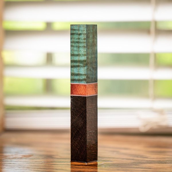 Curly Maple, Grandis, and Wenge Segmented Pen Blank - pen-30
