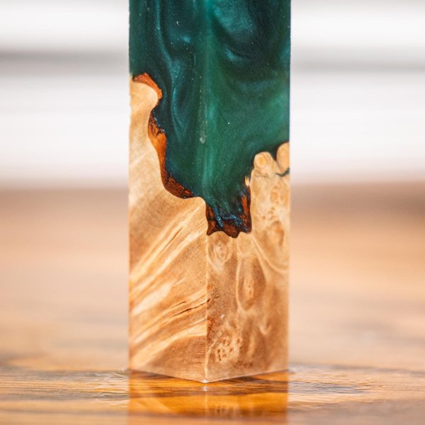 Maple Burl Live Edge and Swirl Resin Pen Blank - Stabilized - pen-34
