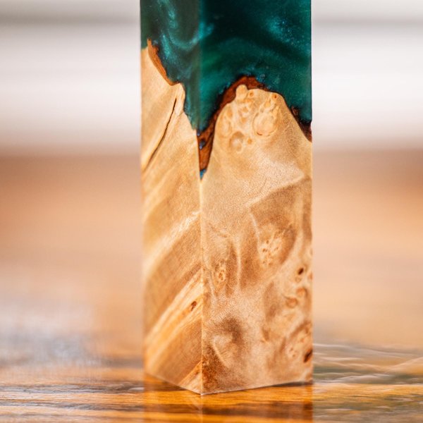 Maple Burl Live Edge and Swirl Resin Pen Blank - Stabilized - pen-35