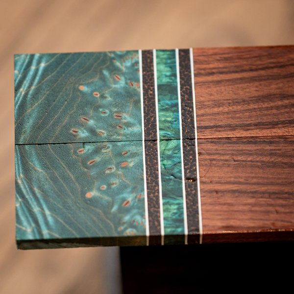 Maple Burl, Black Palm, and Bolivian Rosewood Combination Knife Scales - s-282