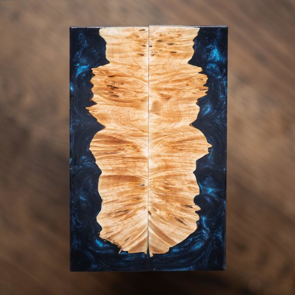 Maple Burl and Resin Knife Scales - Book Matched - Stabilized - burl-65