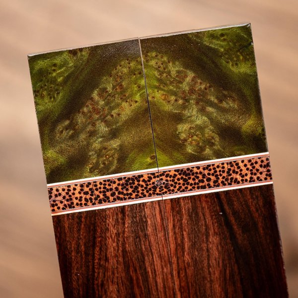 Cheese Burl, Palm, and Bolivian Rosewood Combination Knife Scales - s-289