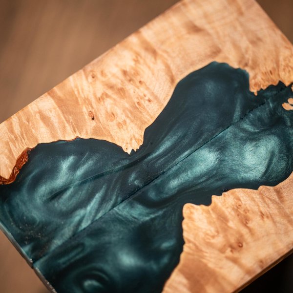 Maple Burl Knife Scales - Book Matched - Live Edge with Resin - burl-52