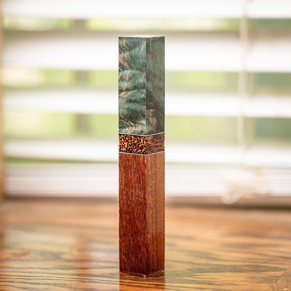 Quilted Maple, Palm, and African Mahogany Pen Blank - Segmented - pen-29