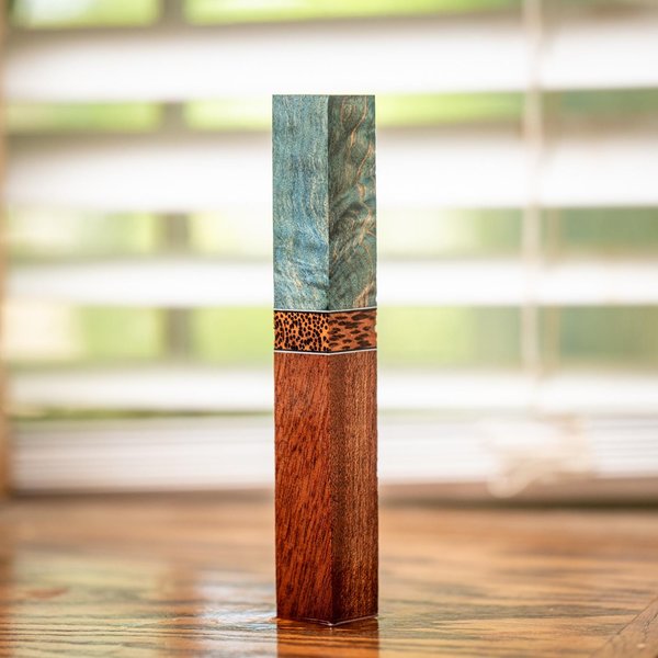 Quilted Maple, Palm, and African Mahogany Pen Blank - Segmented - pen-29