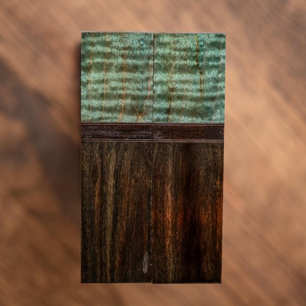 Curly Maple, Copper, Wenge, and Bolivian Rosewood Knife Scales - s-301