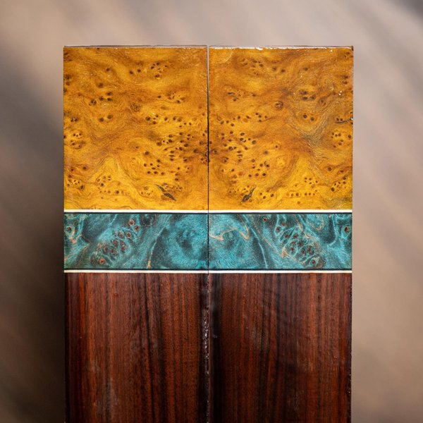 Cheese Burl, Maple Burl, and Bolivian Rosewood Combination Knife Scales - s-315