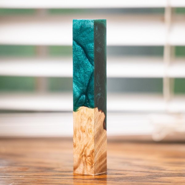 Maple Burl Live Edge and Swirl Resin Pen Blank - Stabilized - pen-36