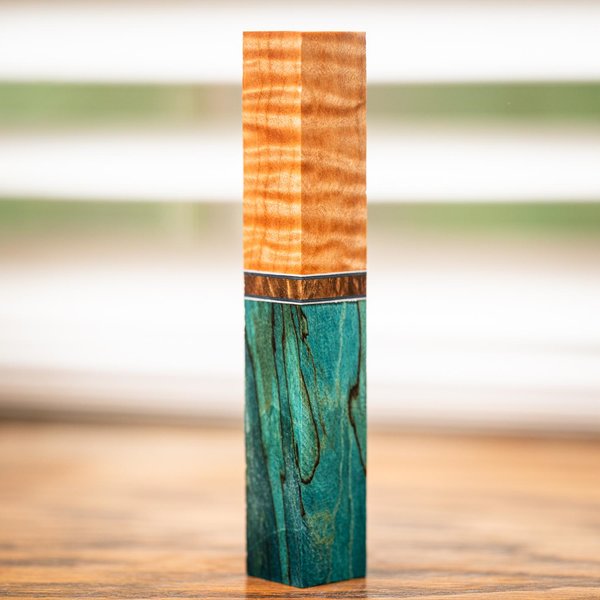 Spalted maple and Curly Maple Pen Turning Blank - pen-51