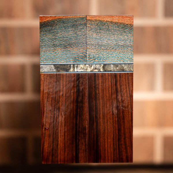 Quarter Sawn Sycamore, Buckeye Burl, and Bolivian Rosewood Knife Scales - s-325