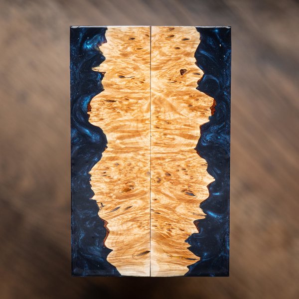 Maple Burl and Resin Knife Scales - Book Matched - Stabilized - burl-64
