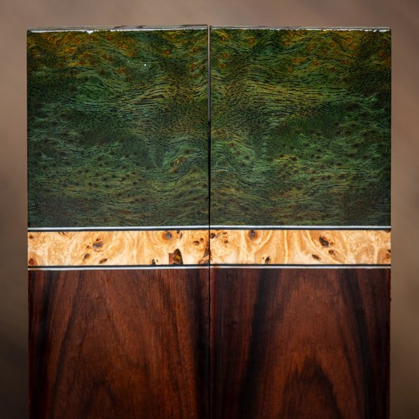 Cheese Burl, Maple Burl, and Bolivian Rosewood Combination Knife Scales - s-312