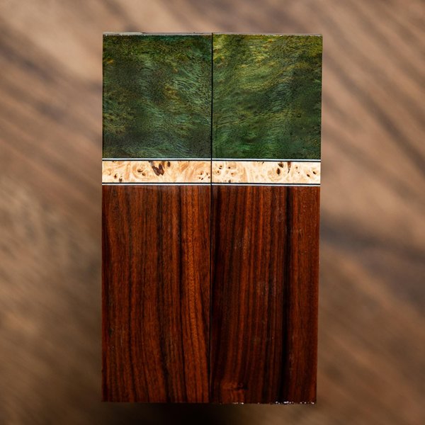 Cheese Burl, Maple Burl, and Bolivian Rosewood Combination Knife Scales - s-313
