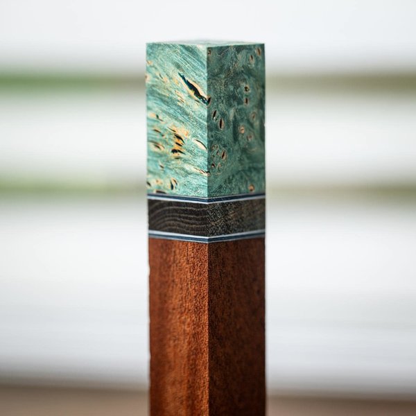 Maple Burl, Quilted Maple, and Mahogany Pen Turning Blank - pen-48