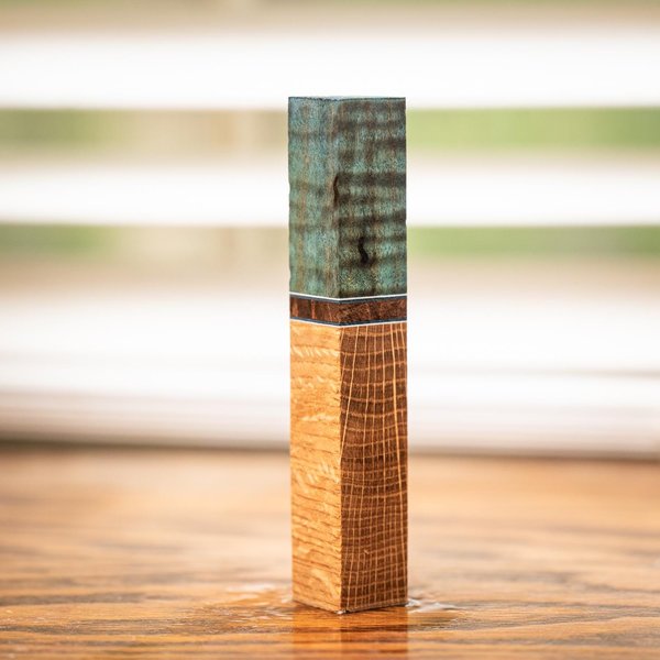 Curly Maple, Claro Walnut, and Quarter Sawn Oak Pen Turning Blank - pen-55