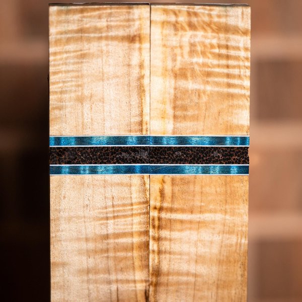 Curly Maple and Black Palm Combination Segmented Knife Scales - s-332