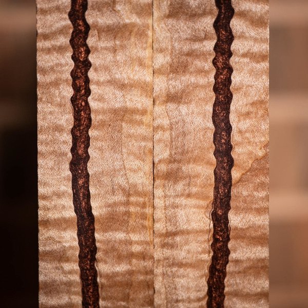 Curly Maple and Real Copper Live Edge Knife Scales - Stabilized - curl-16